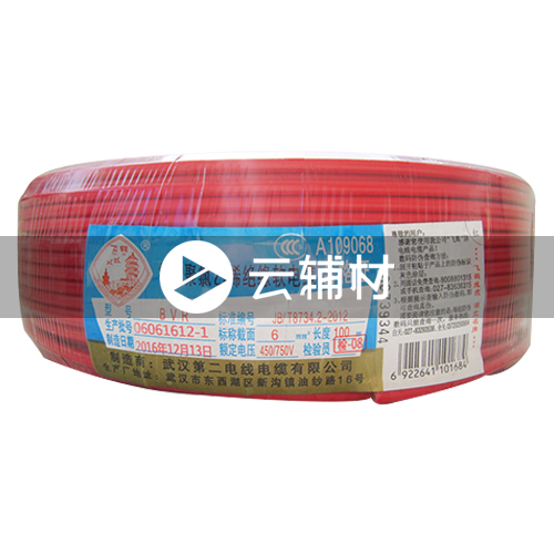 武汉二厂ZCBVR6.0^阻燃电线 红 100米（整卷出不剪）